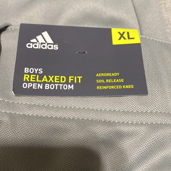 Adidas baseball grey pants open bottom boys relaxed fit YXL youth extra large - Picture 3 of 4